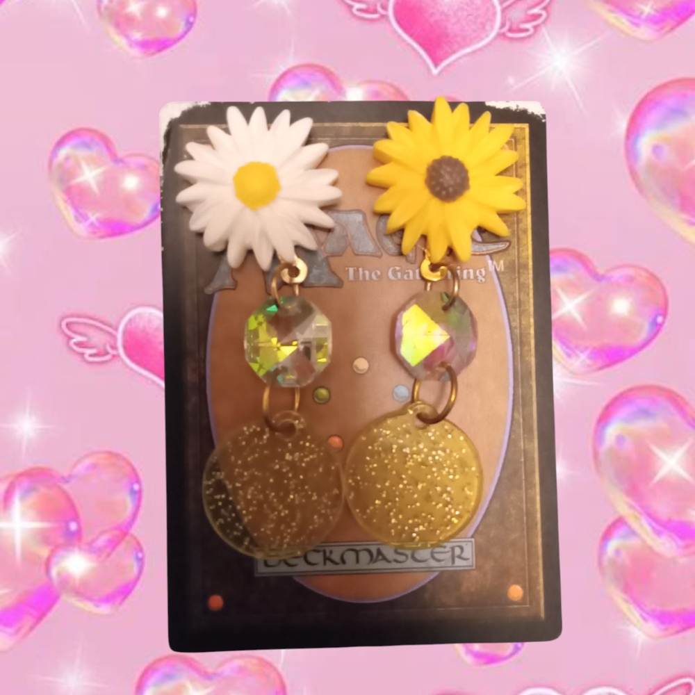 Floral and Glitter Earrings